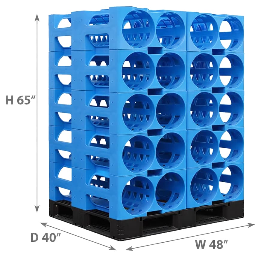 40-bottle stackable plastic rack for 5 gallon water bottles